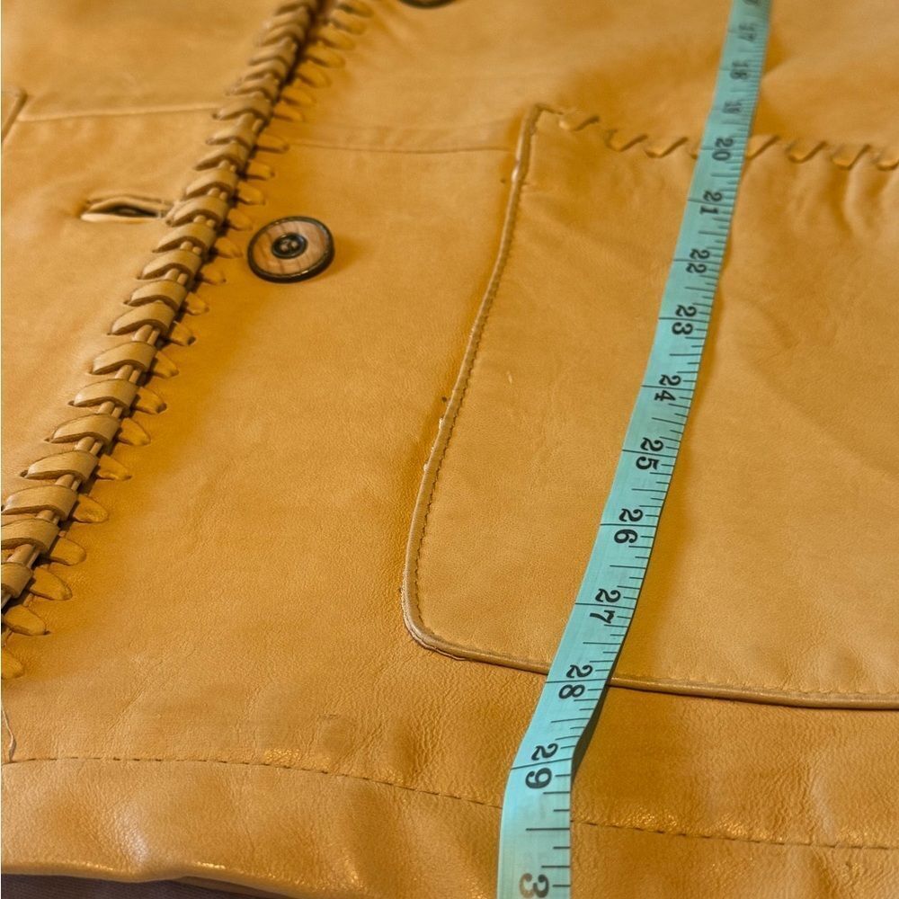 La‎ Nouvelle Renaissance Unisex XS %100 Leather Butter Yellow Jacket - Picture 9 of 14